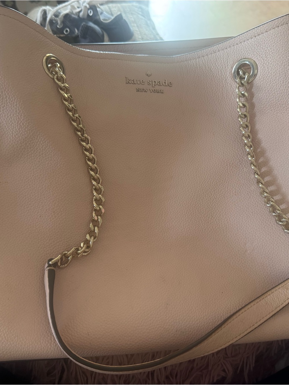 kate spade Blush Pink Pebbled Leather Chain Tote